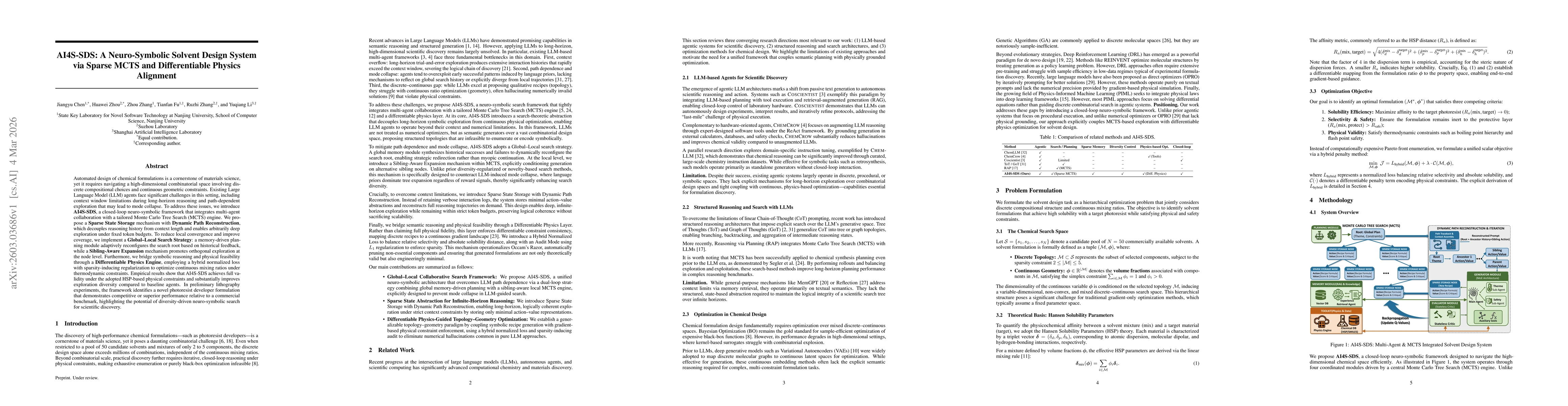 Thumbnail for AI4S-SDS: A Neuro-Symbolic Solvent Design System via Sparse MCTS and Differentiable Physics Alignment