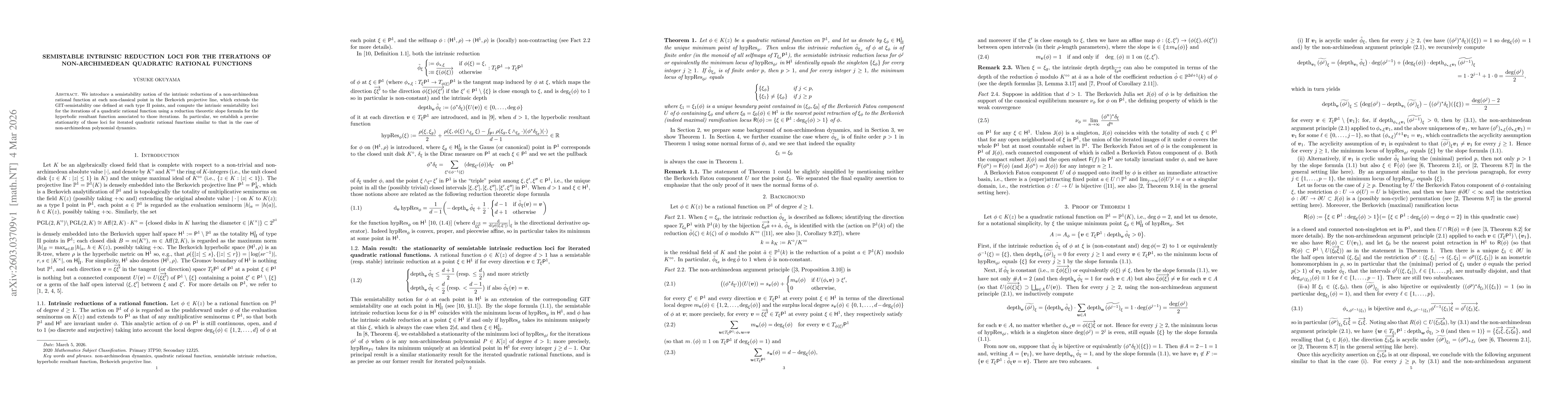 Thumbnail for Semistable intrinsic reduction loci for the iterations of non-archimedean quadratic rational functions
