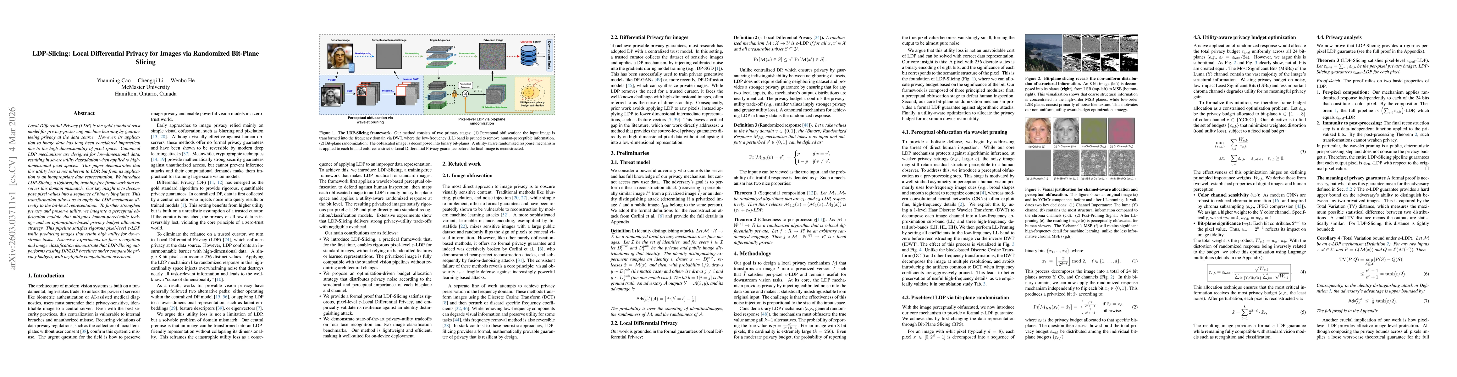 Thumbnail for LDP-Slicing: Local Differential Privacy for Images via Randomized Bit-Plane Slicing