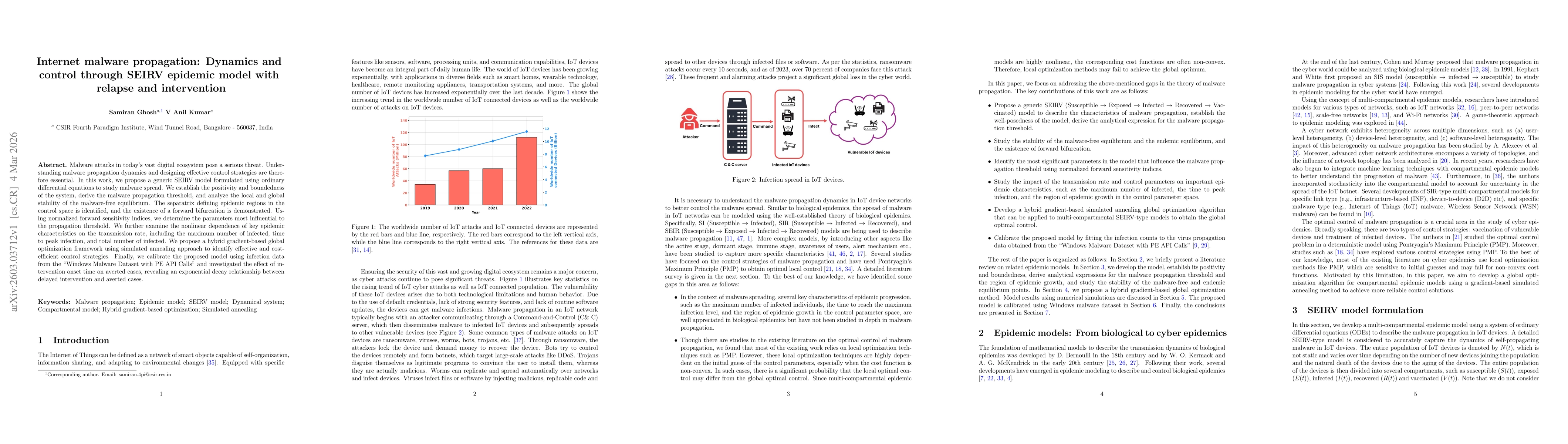 Thumbnail for Internet malware propagation: Dynamics and control through SEIRV epidemic model with relapse and intervention