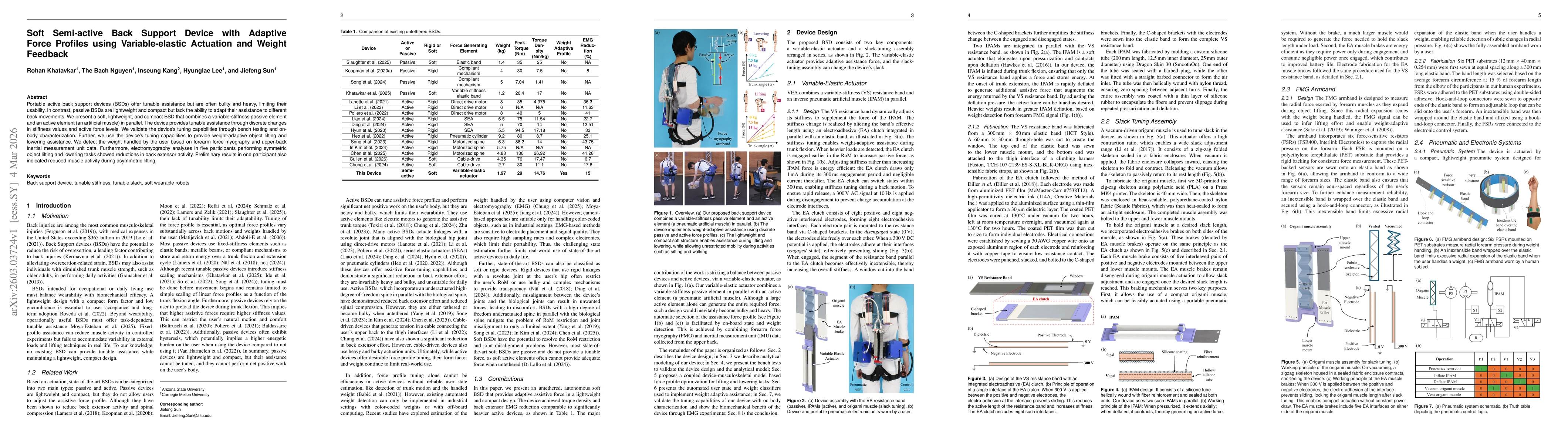 Thumbnail for Soft Semi-active Back Support Device with Adaptive Force Profiles using Variable-elastic Actuation and Weight Feedback