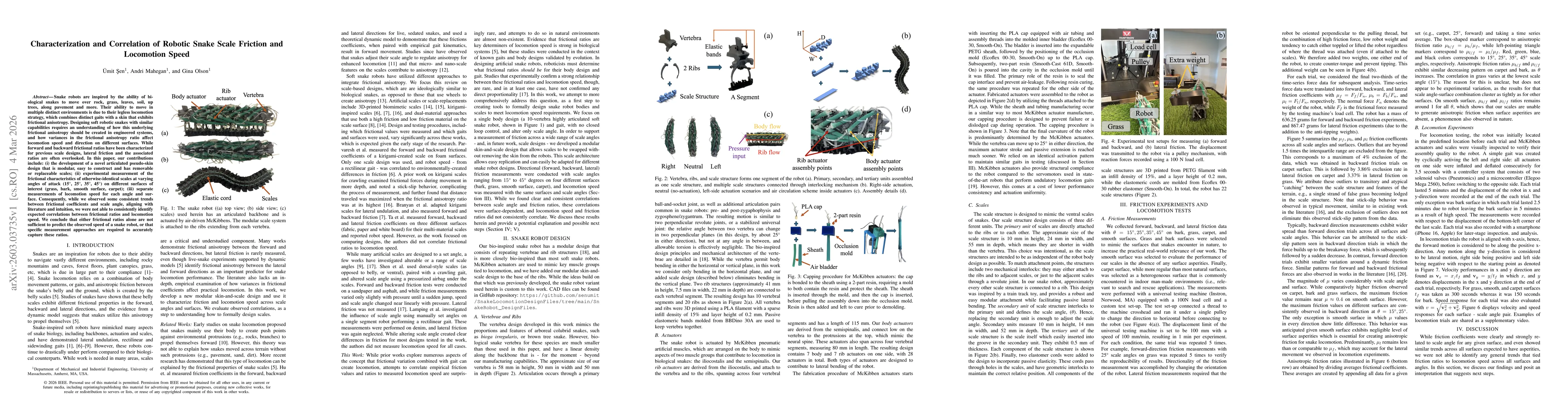 Thumbnail for Characterization and Correlation of Robotic Snake Scale Friction and Locomotion Speed