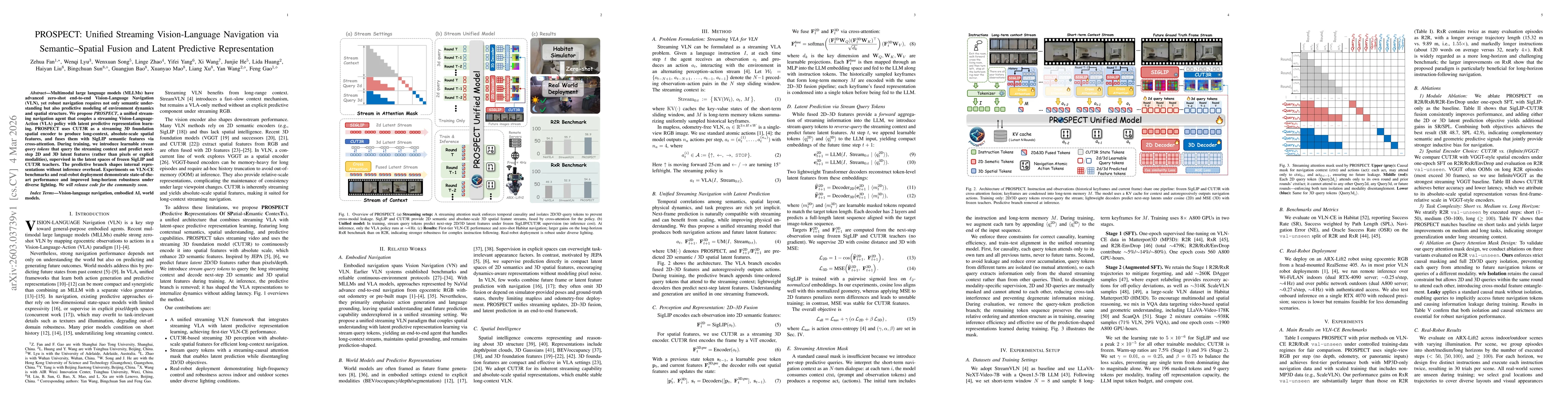 Thumbnail for PROSPECT: Unified Streaming Vision-Language Navigation via Semantic--Spatial Fusion and Latent Predictive Representation