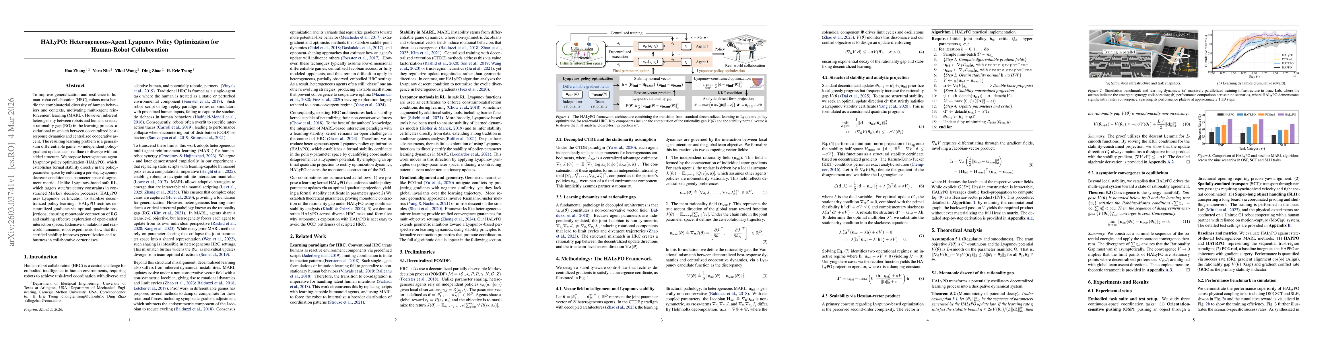 Thumbnail for HALyPO: Heterogeneous-Agent Lyapunov Policy Optimization for Human-Robot Collaboration