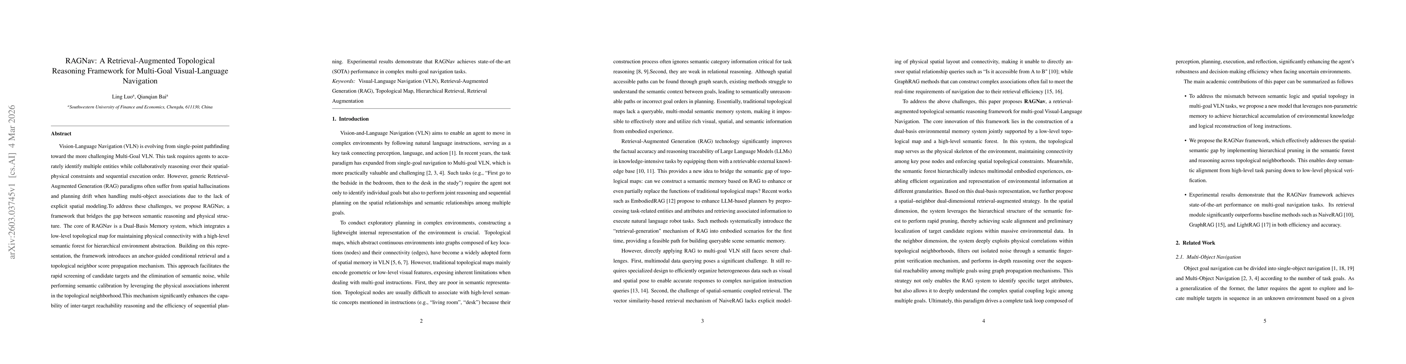 Thumbnail for RAGNav: A Retrieval-Augmented Topological Reasoning Framework for Multi-Goal Visual-Language Navigation