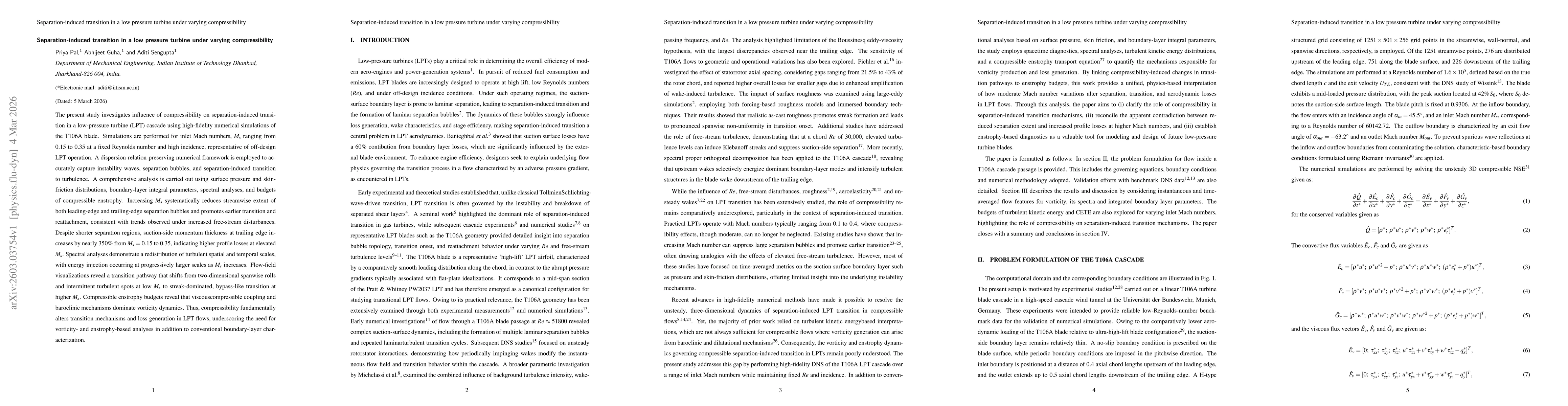 Thumbnail for Separation induced transition in a low pressure turbine under varying compressibility