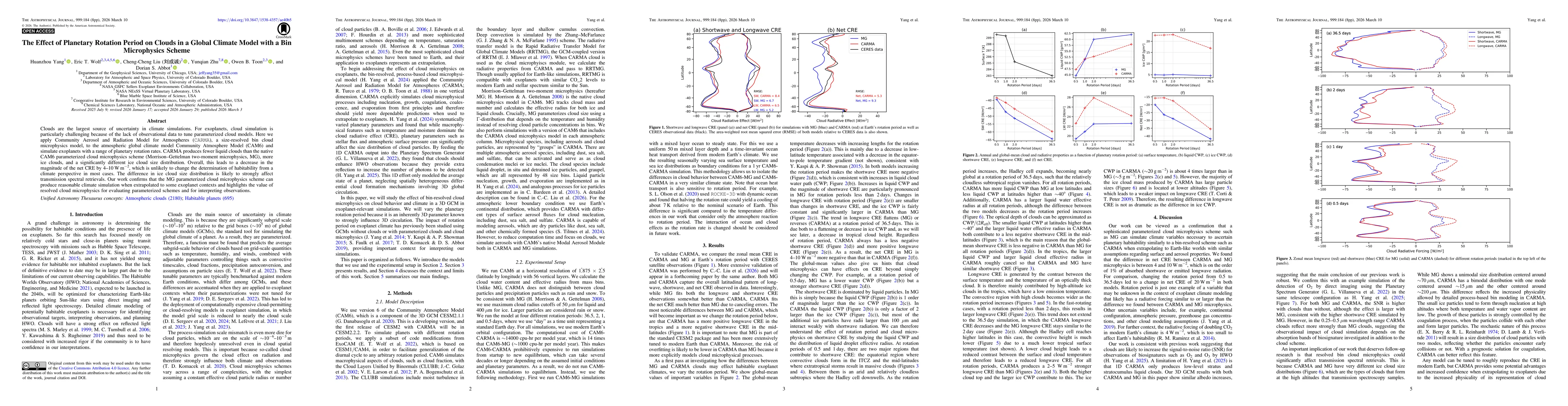Thumbnail for The Effect of Planetary Rotation Period on Clouds in a Global Climate Model with a Bin Microphysics Scheme