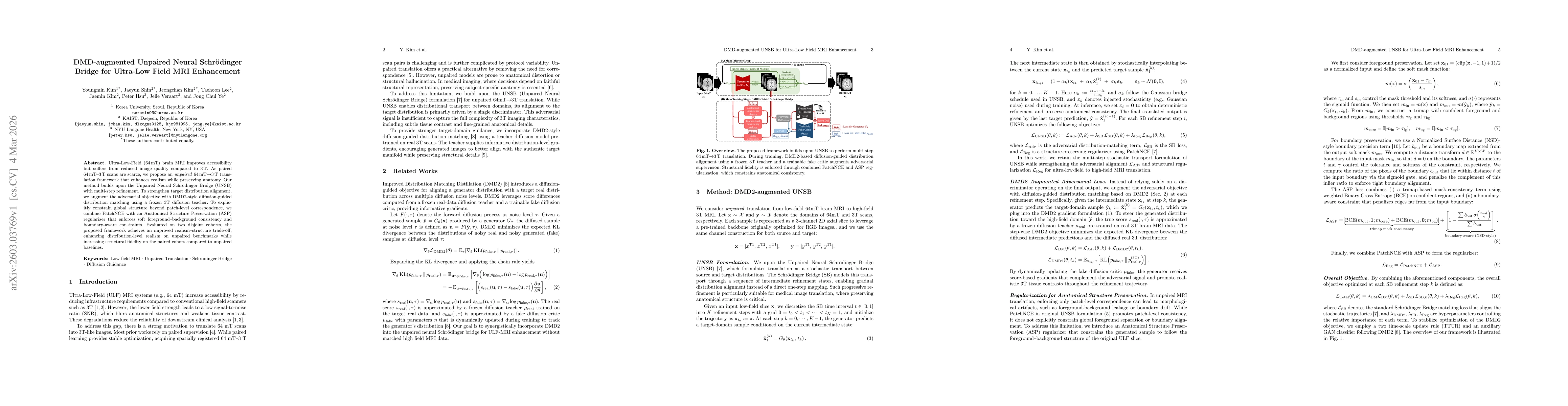 Thumbnail for IntroductionDMD-augmented Unpaired Neural Schrödinger Bridge for Ultra-Low Field MRI Enhancement