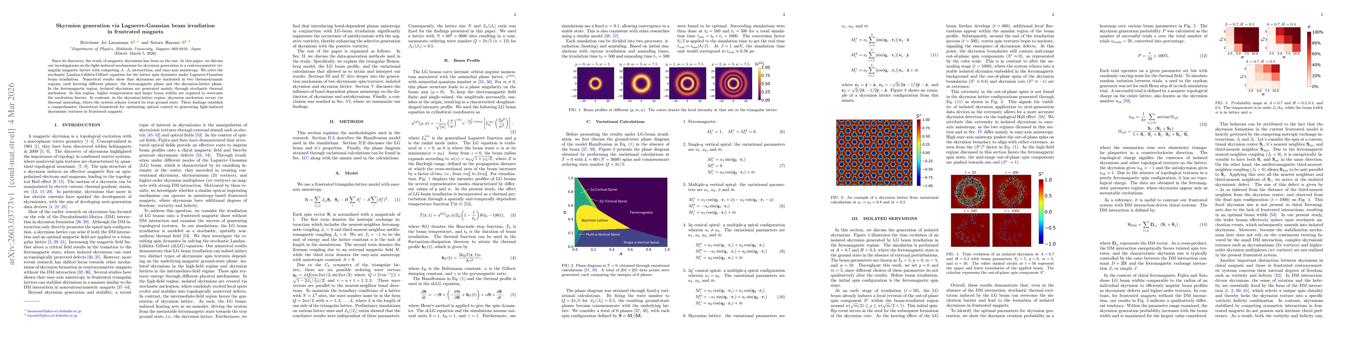 Thumbnail for Skyrmion generation via Laguerre-Gaussian beam irradiation in frustrated magnets