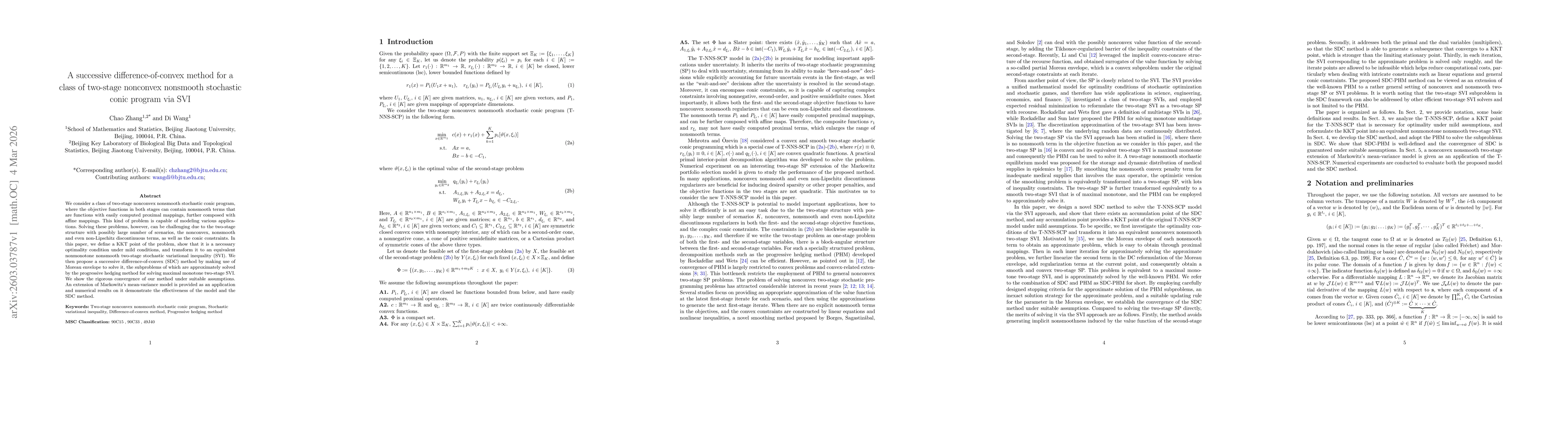 Thumbnail for A successive difference-of-convex method for a class of two-stage nonconvex nonsmooth stochastic conic program via SVI