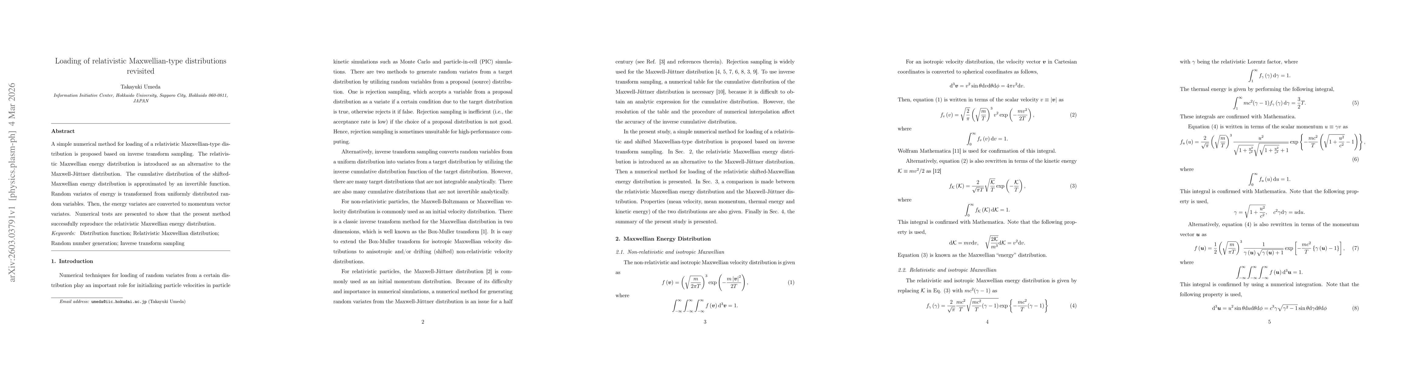 Thumbnail for Loading of Relativistic Maxwellian-type Distributions Revisited
