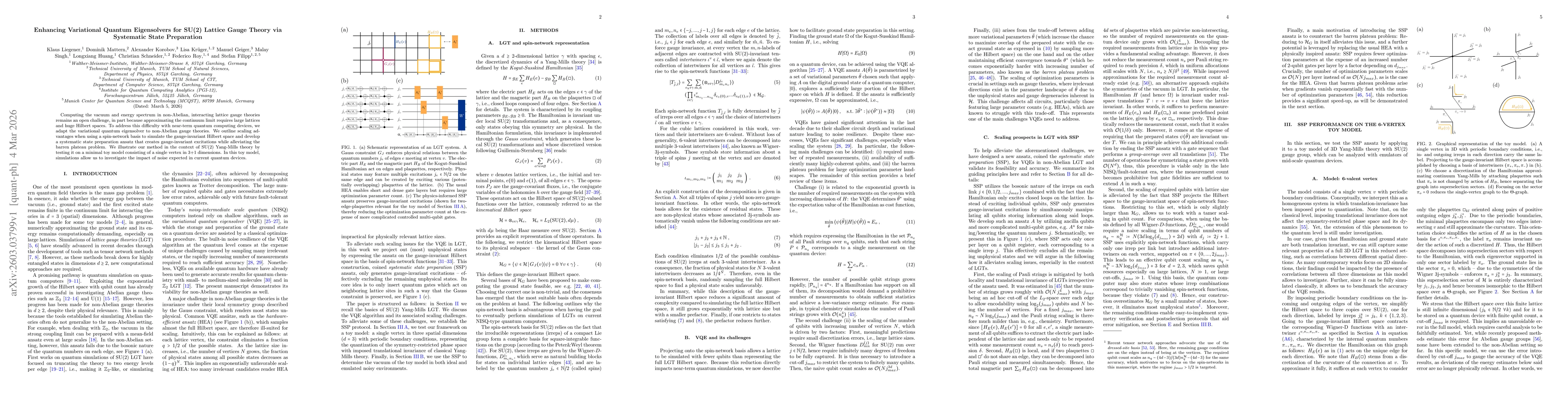 Thumbnail for Enhancing Variational Quantum Eigensolvers for SU(2) Lattice Gauge Theory via Systematic State Preparation