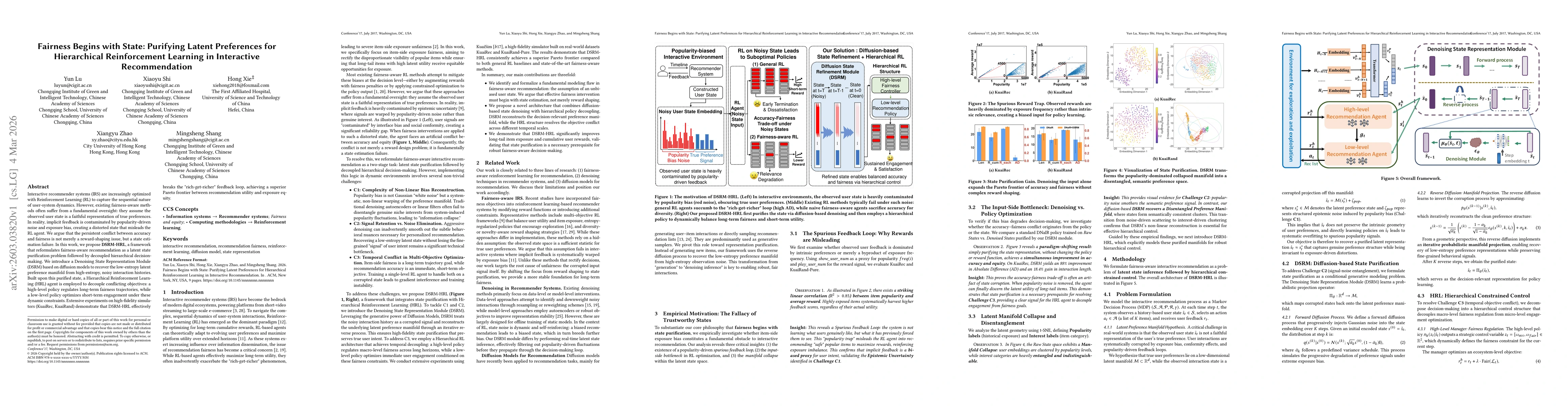 Thumbnail for Fairness Begins with State: Purifying Latent Preferences for Hierarchical Reinforcement Learning in Interactive Recommendation