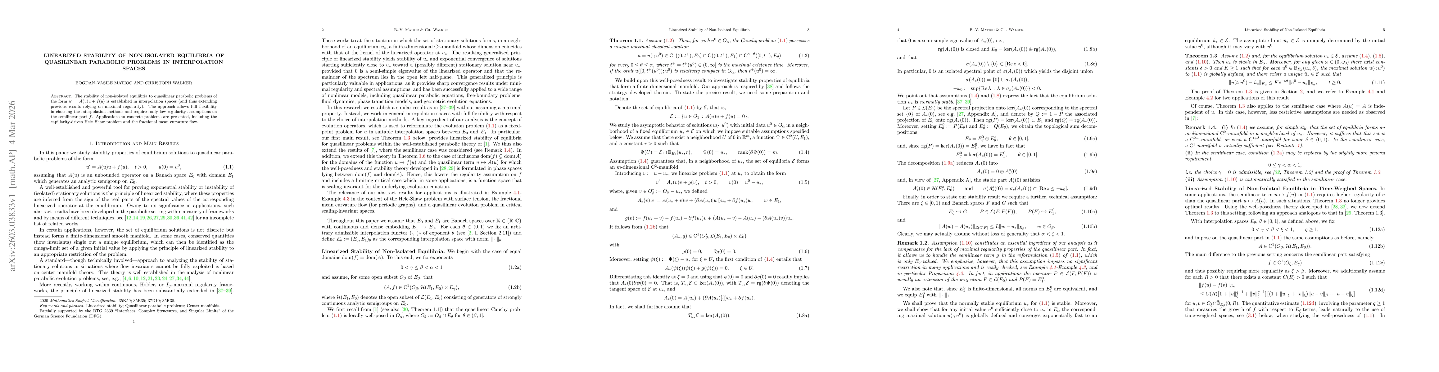 Thumbnail for Linearized Stability of Non-Isolated Equilibria of Quasilinear Parabolic Problems in Interpolation Spaces