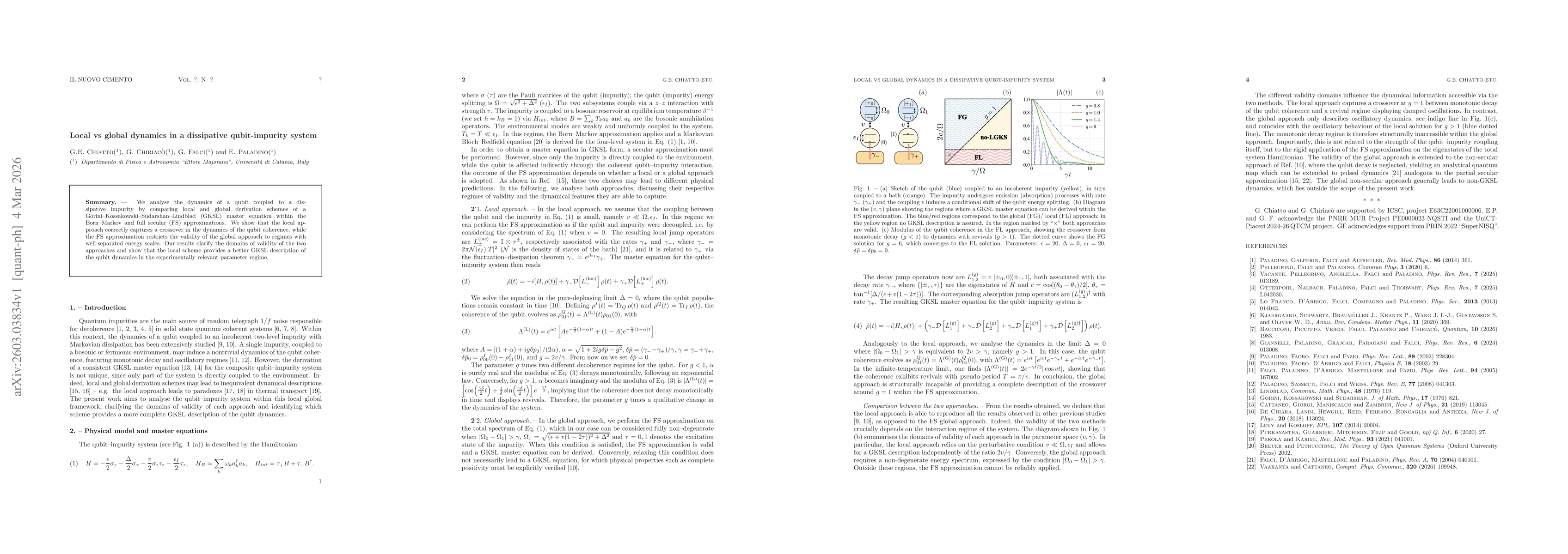 Thumbnail for Local vs global dynamics in a dissipative qubit-impurity system
