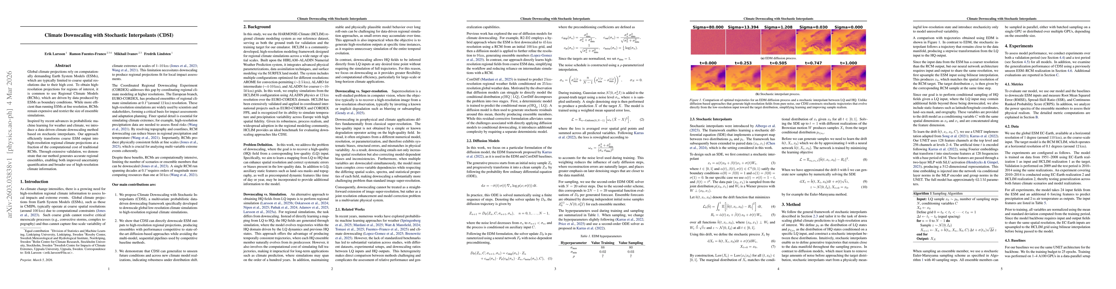 Thumbnail for Climate Downscaling with Stochastic Interpolants (CDSI)