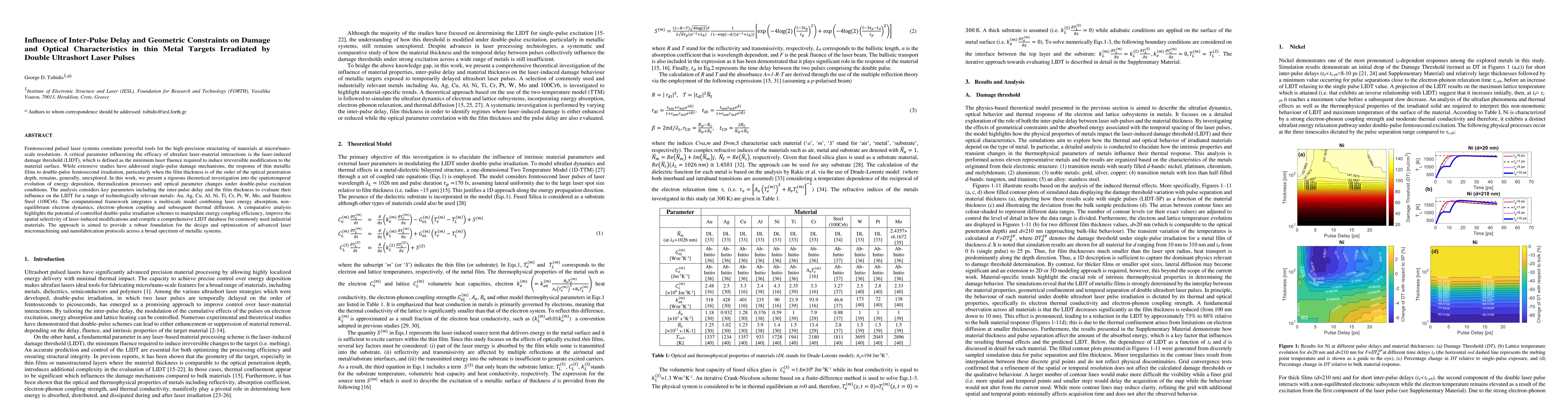 Thumbnail for Influence of Inter-Pulse Delay and Geometric Constraints on Damage and Optical Characteristics in thin Metal Targets Irradiated by Double Ultrashort Laser Pulses