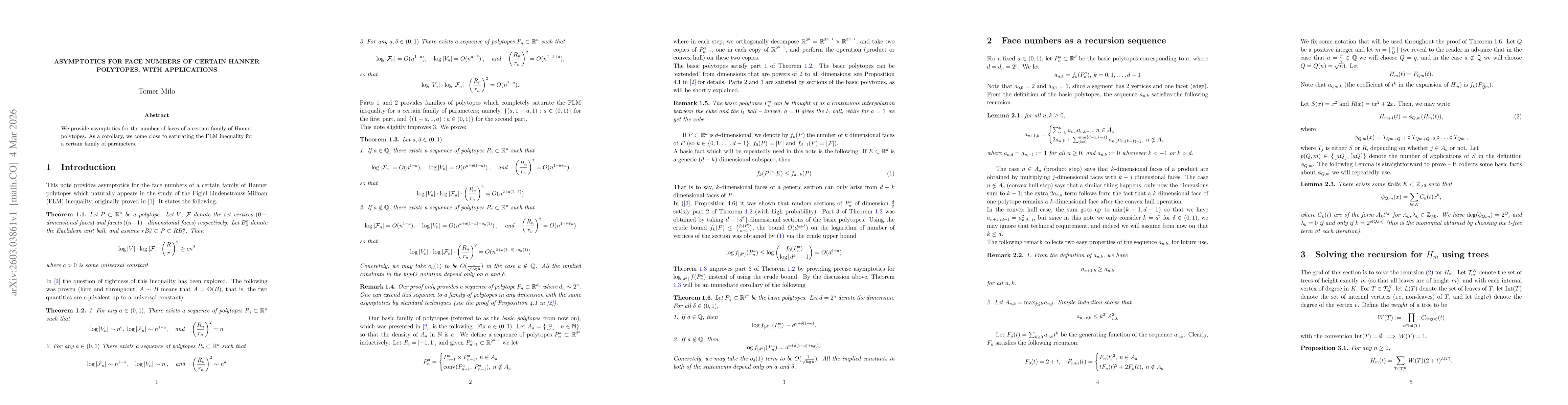 Thumbnail for Asymptotics for face numbers of certain Hanner polytopes, with applications