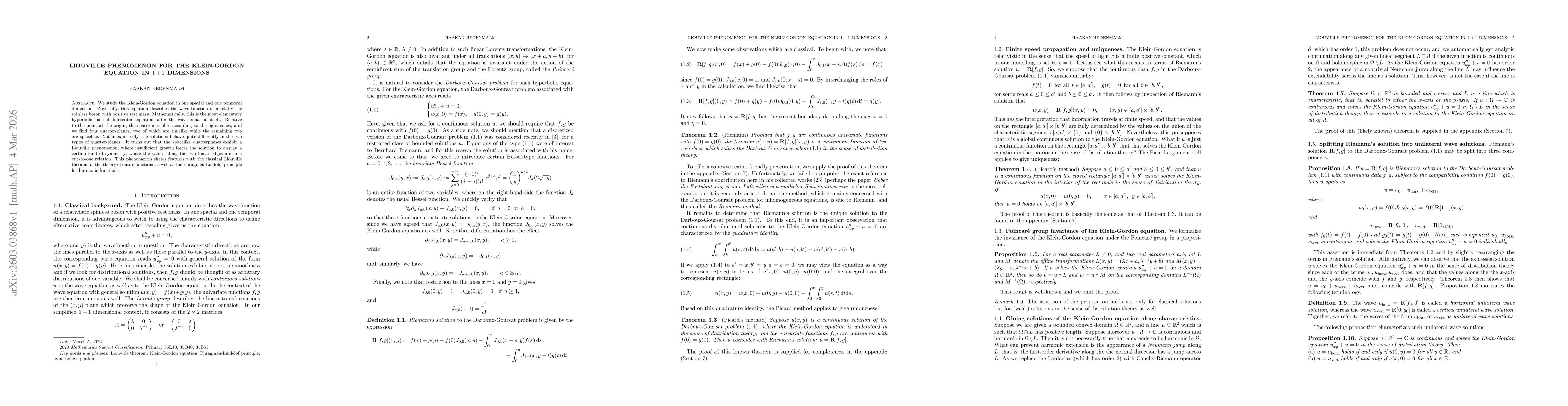 Thumbnail for Liouville phenomenon for the Klein-Gordon equation