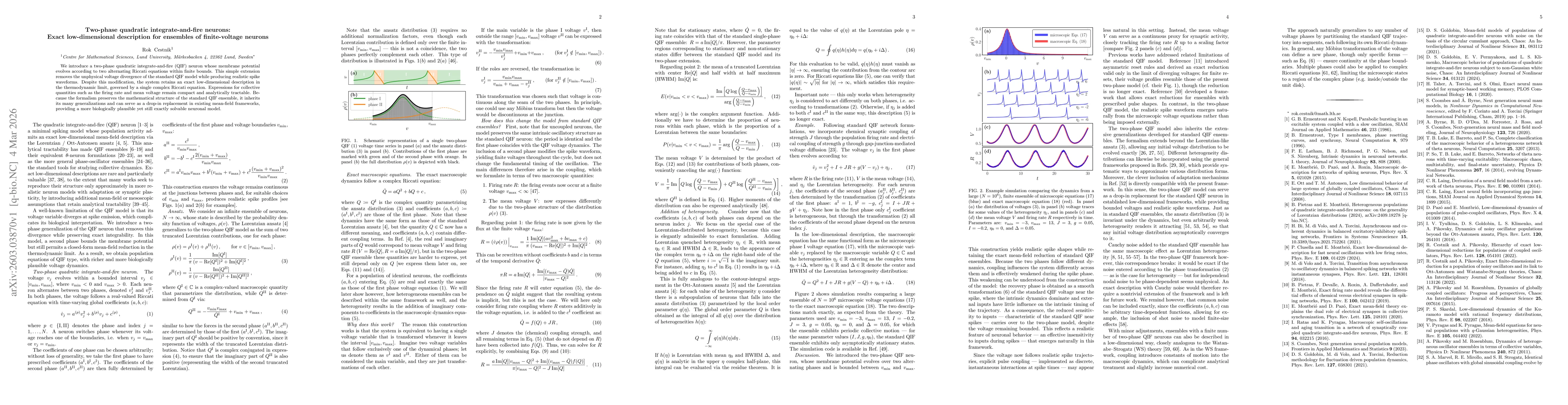 Thumbnail for Two-phase quadratic integrate-and-fire neurons: Exact low-dimensional description for ensembles of finite-voltage neurons