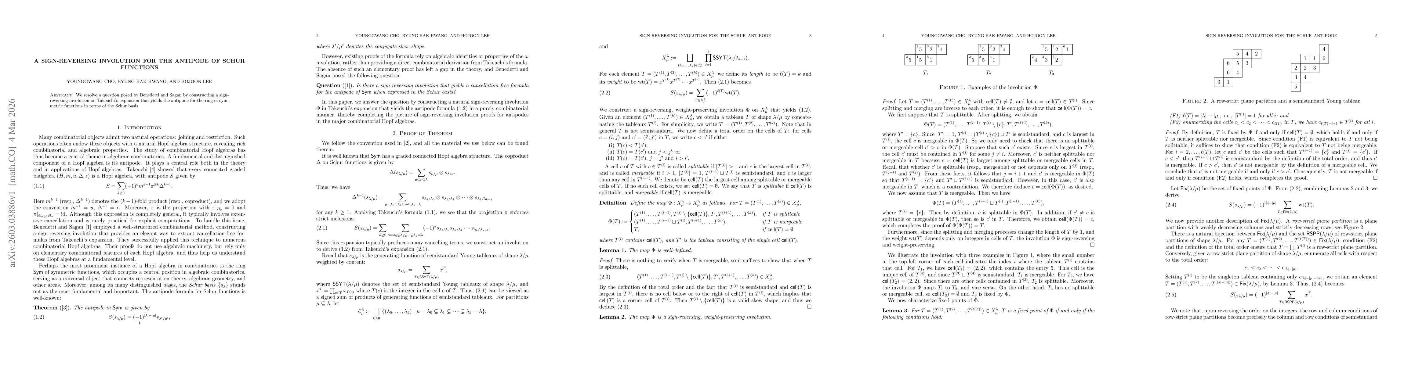Thumbnail for A sign-reversing involution for the antipode of Schur functions