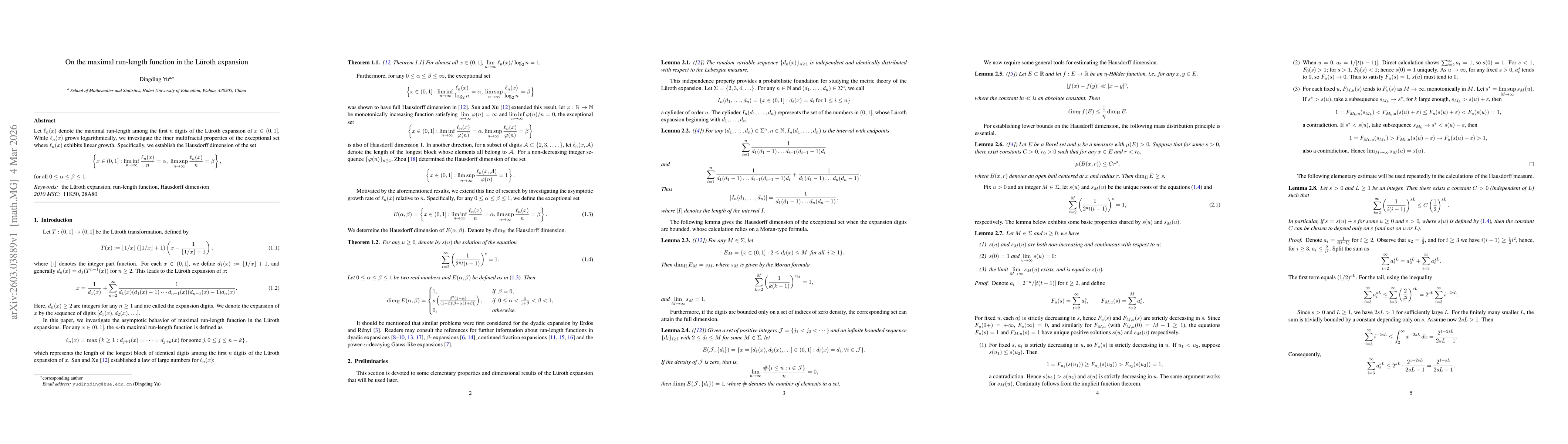 Thumbnail for On the maximal run-length function in the Lüroth expansion