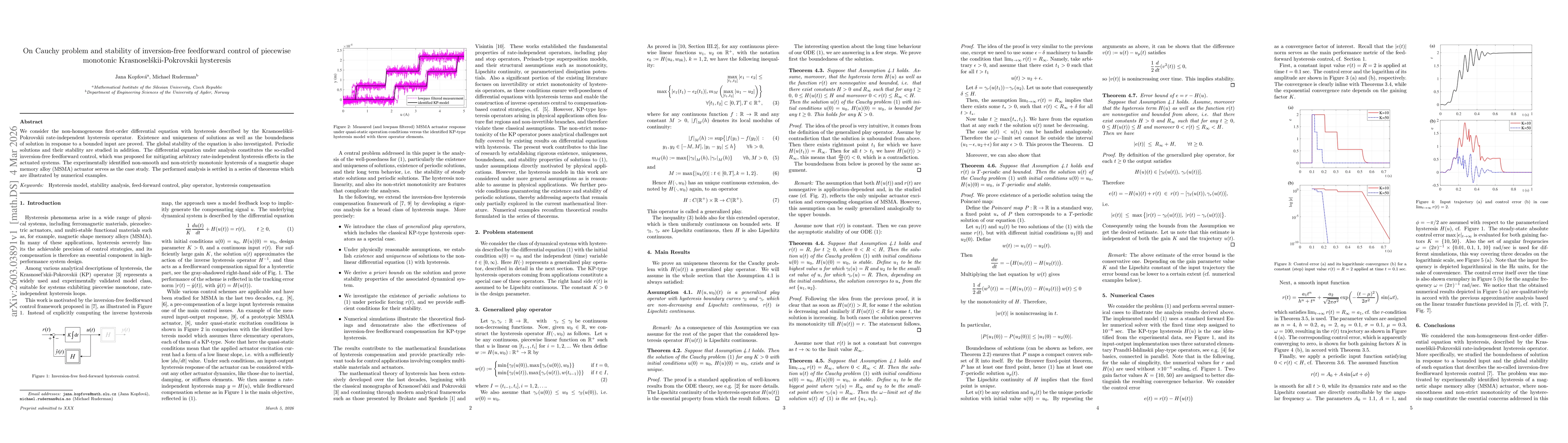 Thumbnail for On Cauchy problem and stability of inversion-free feedforward control of piecewise monotonic Krasnoselskii-Pokrovskii hysteresis