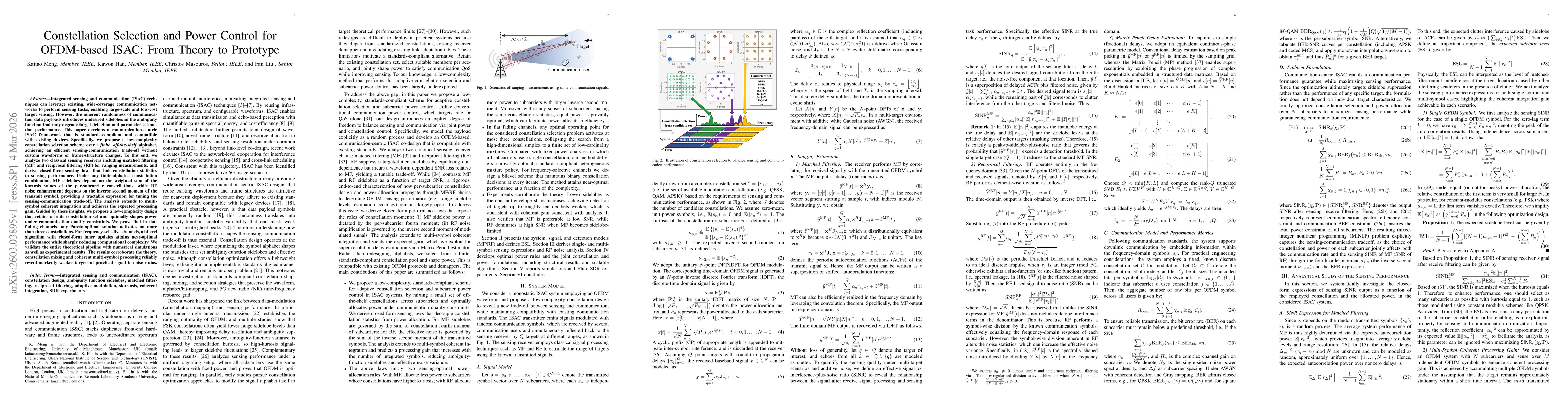 Thumbnail for Constellation Selection and Power Control for OFDM-based ISAC: From Theory to Prototype