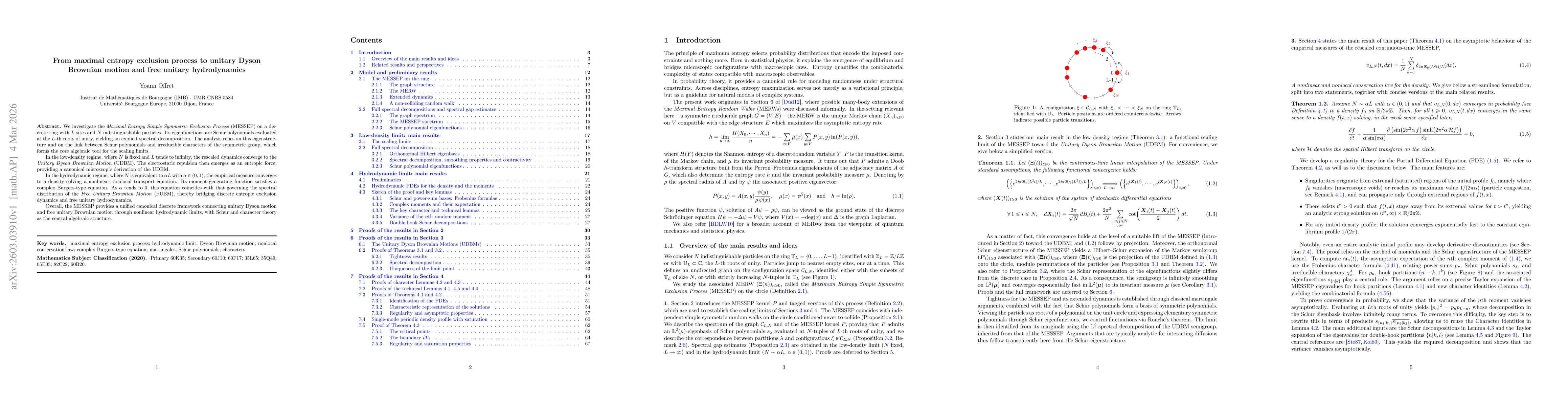 Thumbnail for From maximal entropy exclusion process to unitary Dyson Brownian motion and free unitary hydrodynamics