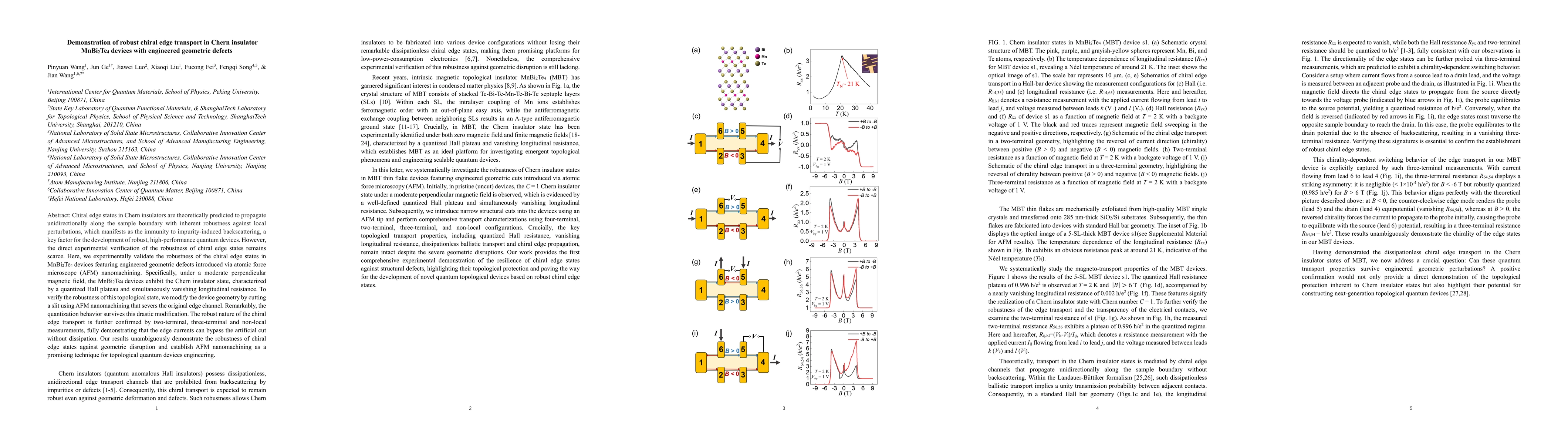 Thumbnail for Demonstration of robust chiral edge transport in Chern insulator MnBi2Te4 devices with engineered geometric defects