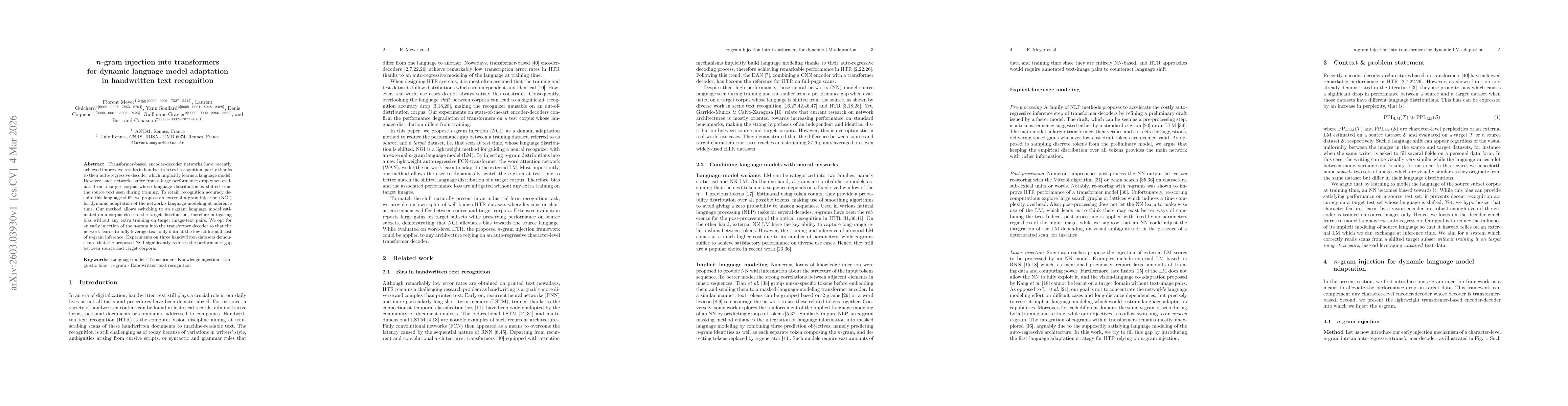 Thumbnail for N-gram Injection into Transformers for Dynamic Language Model Adaptation in Handwritten Text Recognition