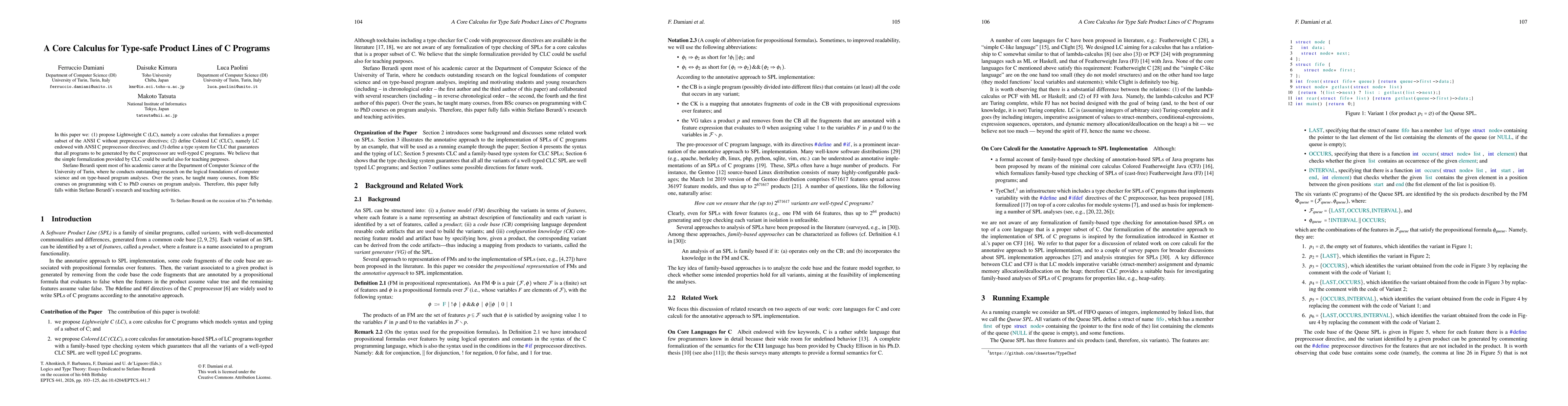 Thumbnail for A Core Calculus for Type-safe Product Lines of C Programs