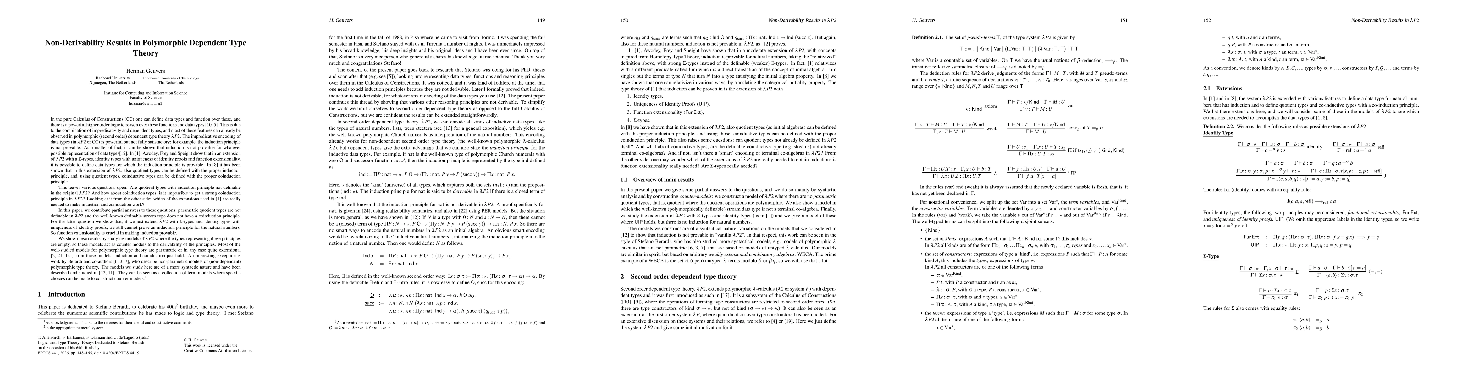 Thumbnail for Non-Derivability Results in Polymorphic Dependent Type Theory