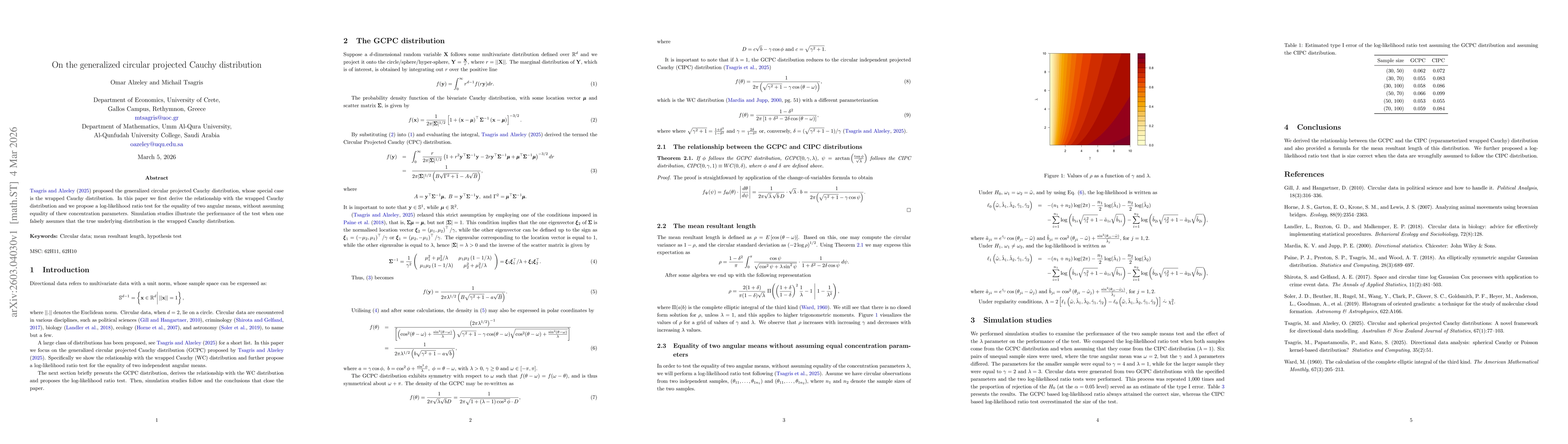 Thumbnail for On the generalized circular projected Cauchy distribution