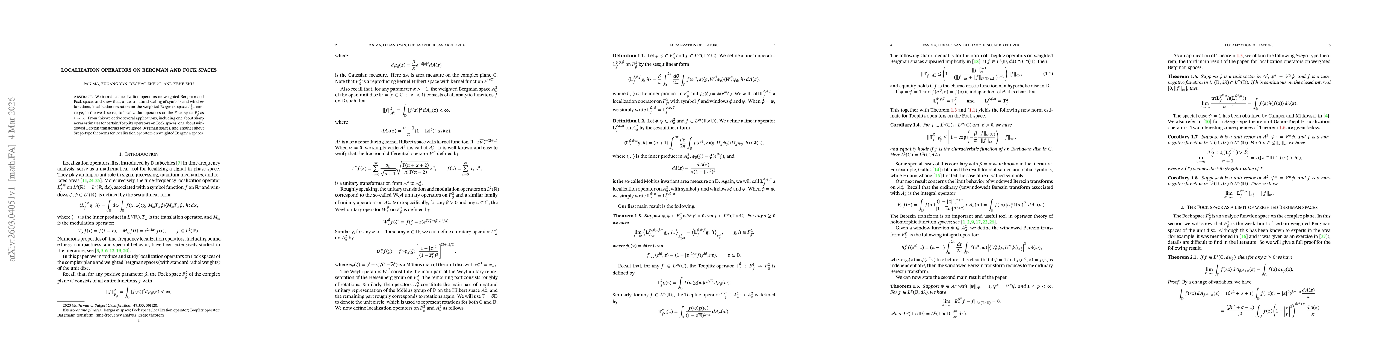 Thumbnail for Localization operators on Bergman and Fock spaces