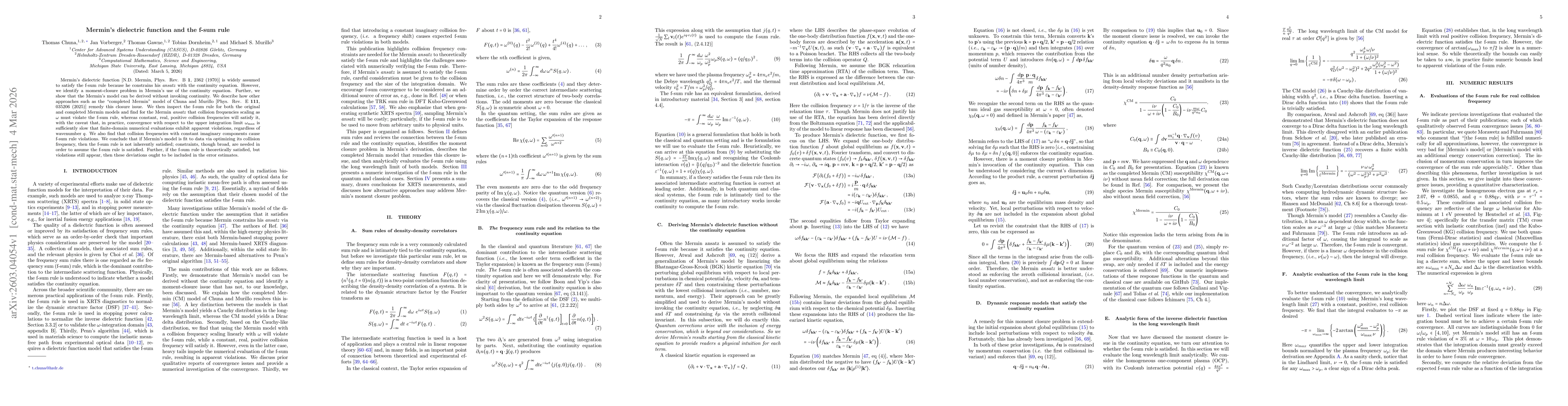 Thumbnail for Mermin's dielectric function and the f-sum rule