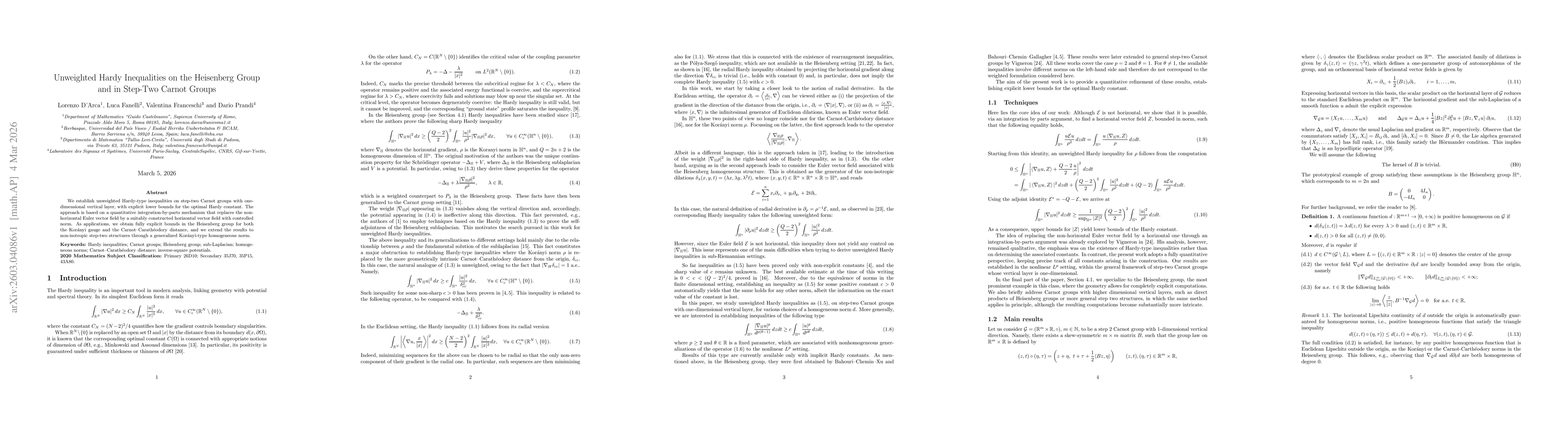 Thumbnail for Unweighted Hardy Inequalities on the Heisenberg Group and in Step-Two Carnot Groups