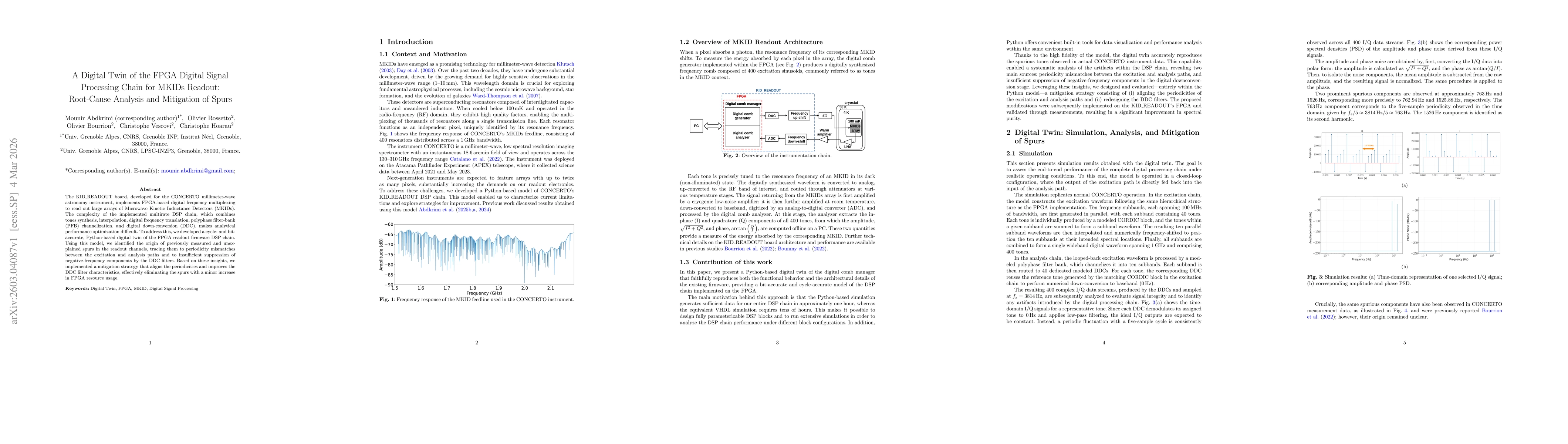 Thumbnail for A Digital Twin of the FPGA Digital Signal Processing Chain for MKIDs Readout: Root-Cause Analysis and Mitigation of Spurs