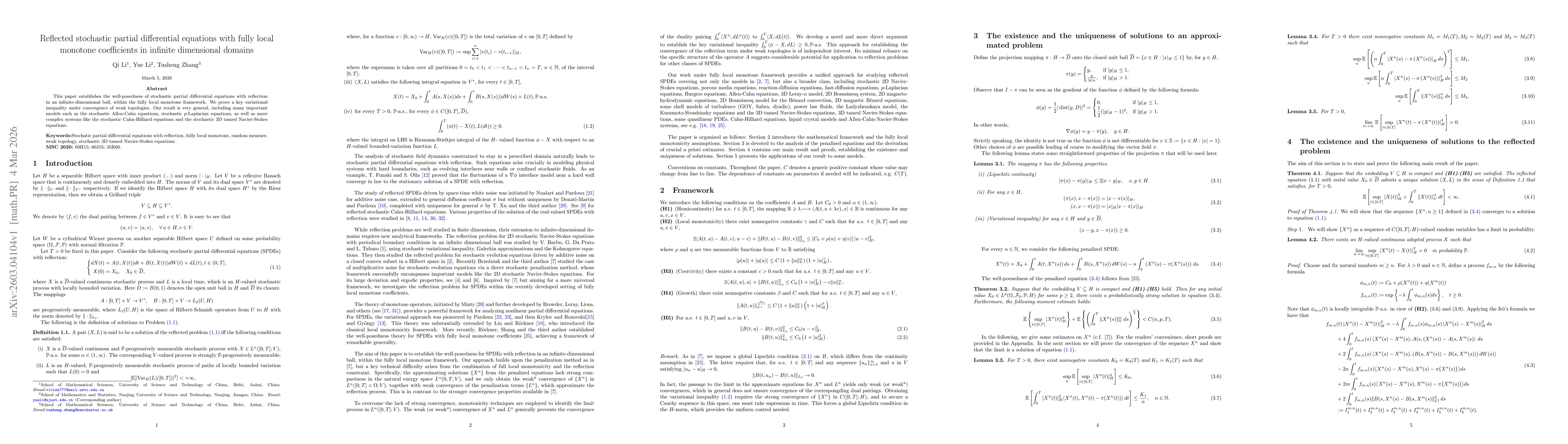 Thumbnail for Reflected stochastic partial differential equations with fully local monotone coefficients in infinite dimensional domains