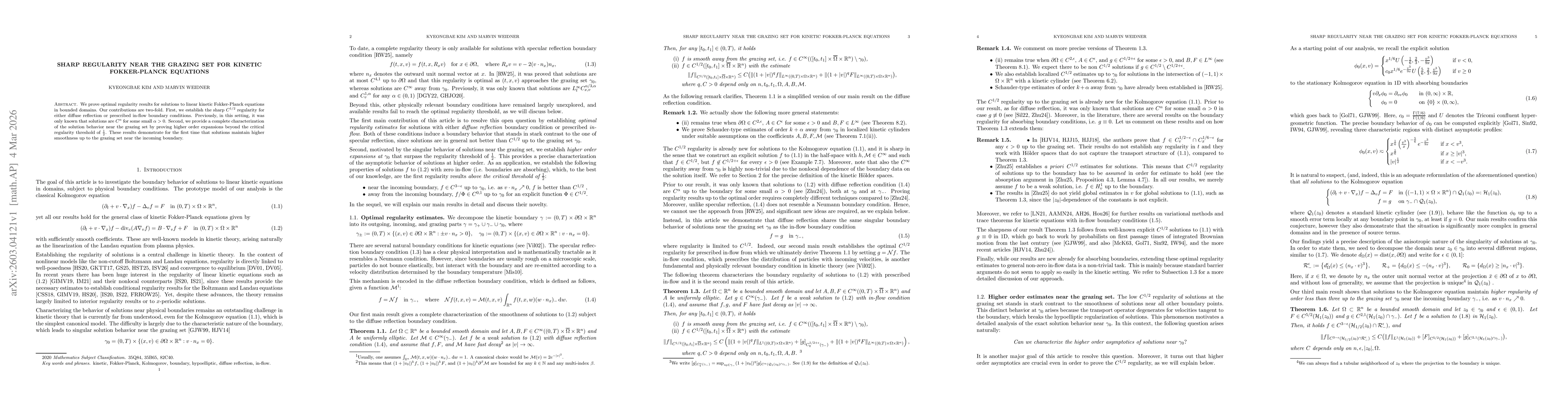 Thumbnail for Sharp regularity near the grazing set for kinetic Fokker-Planck equations