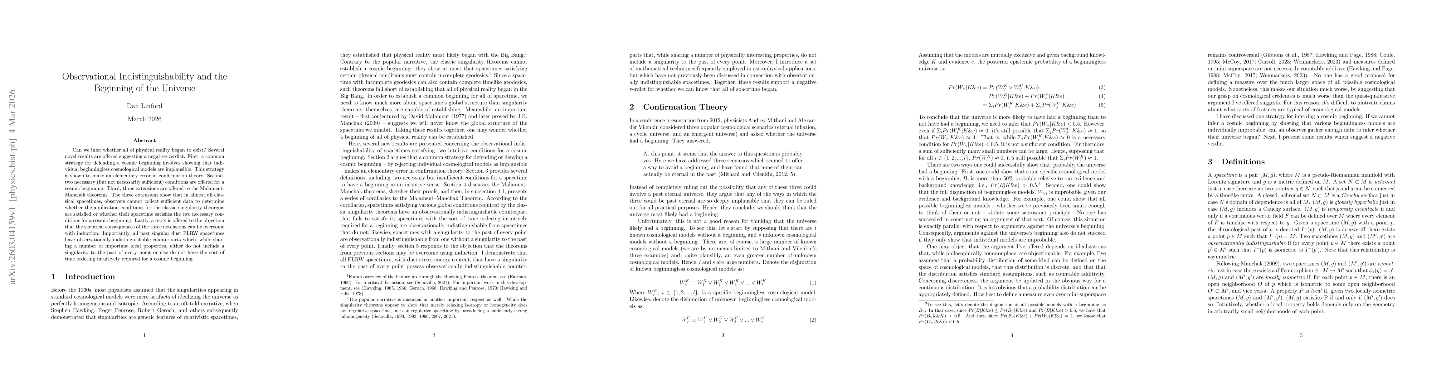 Thumbnail for Observational Indistinguishability and the Beginning of the Universe