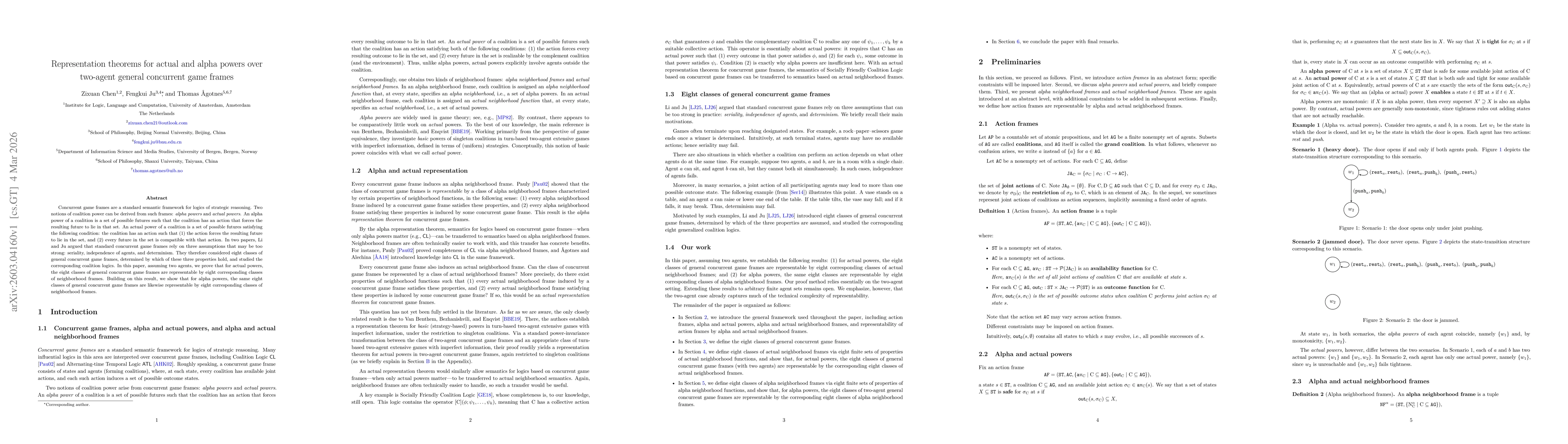 Thumbnail for Representation theorems for actual and alpha powers over two-agent general concurrent game frames