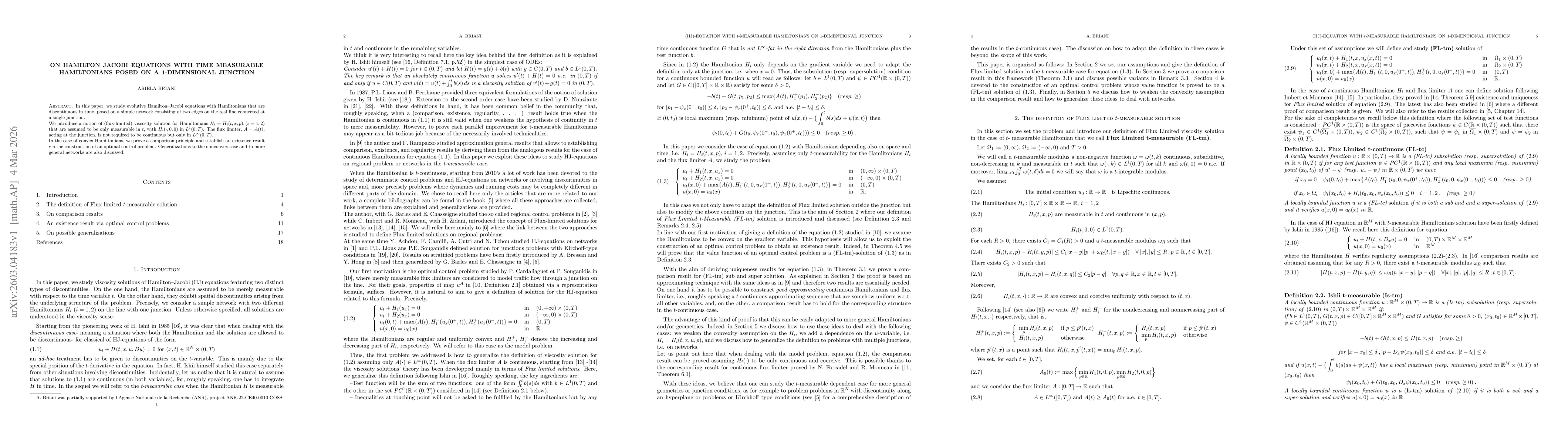 Thumbnail for On Hamilton Jacobi equations with time measurable Hamiltonians posed on a 1-dimensional junction
