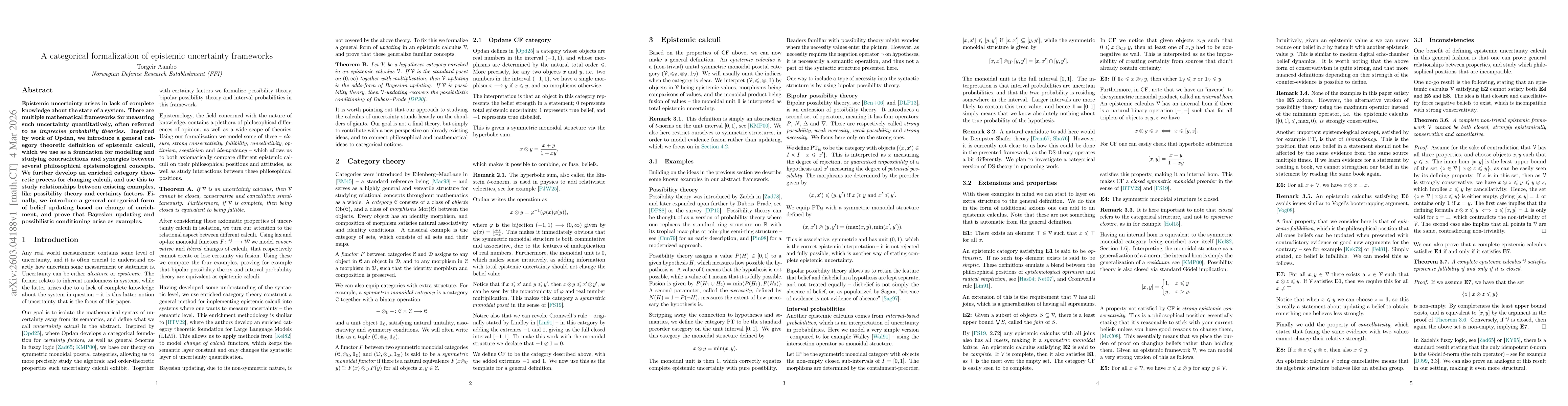 Thumbnail for A categorical formalization of epistemic uncertainty frameworks