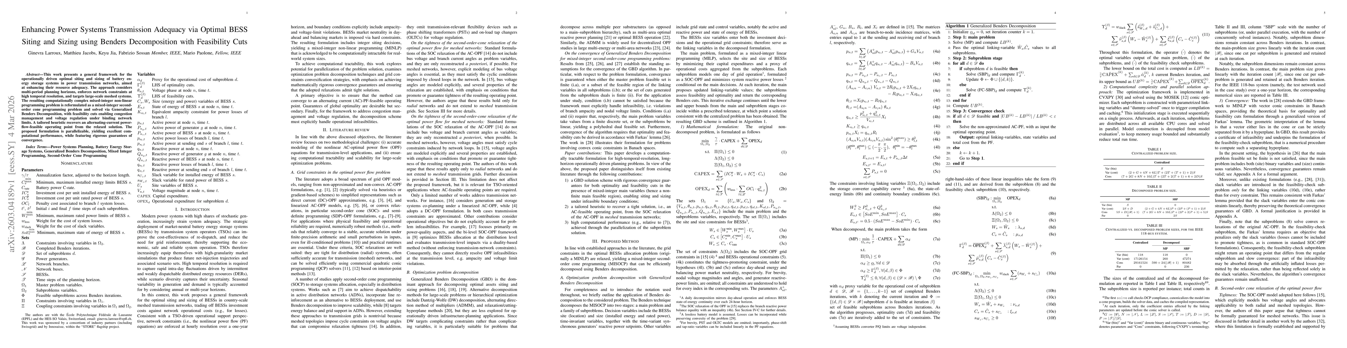 Thumbnail for Enhancing Power Systems Transmission Adequacy via Optimal BESS Siting and Sizing using Benders Decomposition with Feasibility Cuts