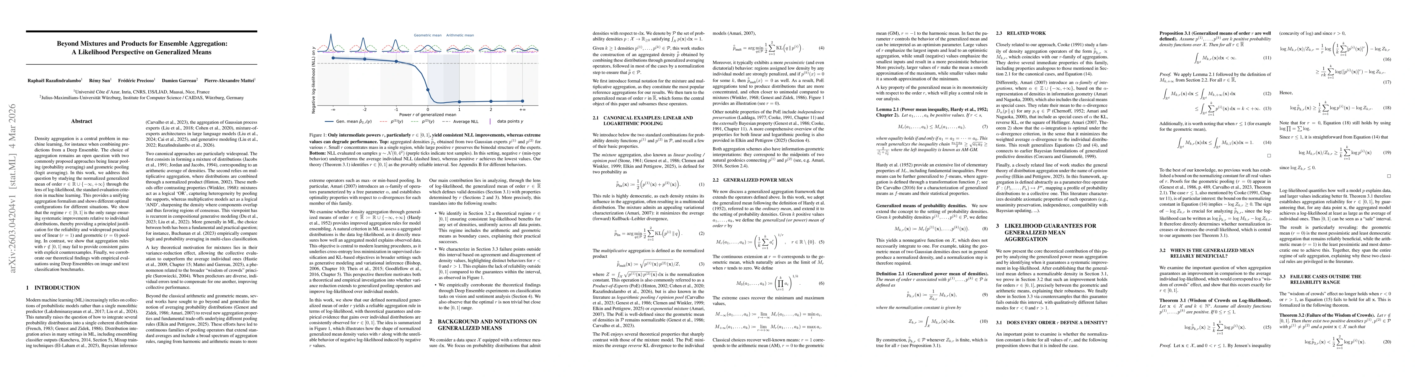 Thumbnail for Beyond Mixtures and Products for Ensemble Aggregation: A Likelihood Perspective on Generalized Means