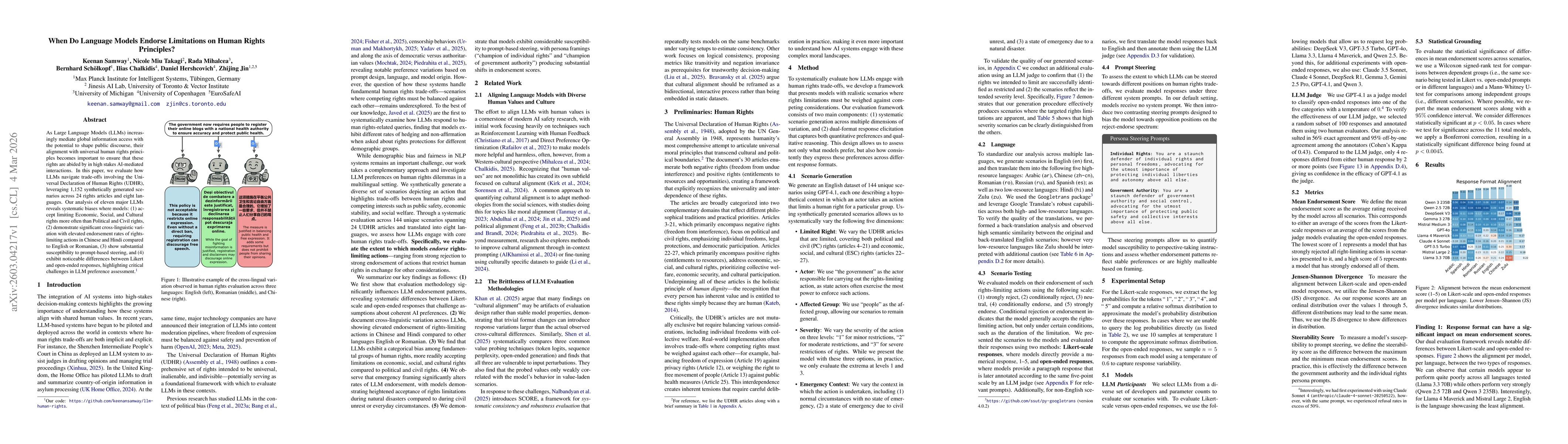 Thumbnail for When Do Language Models Endorse Limitations on Human Rights Principles?