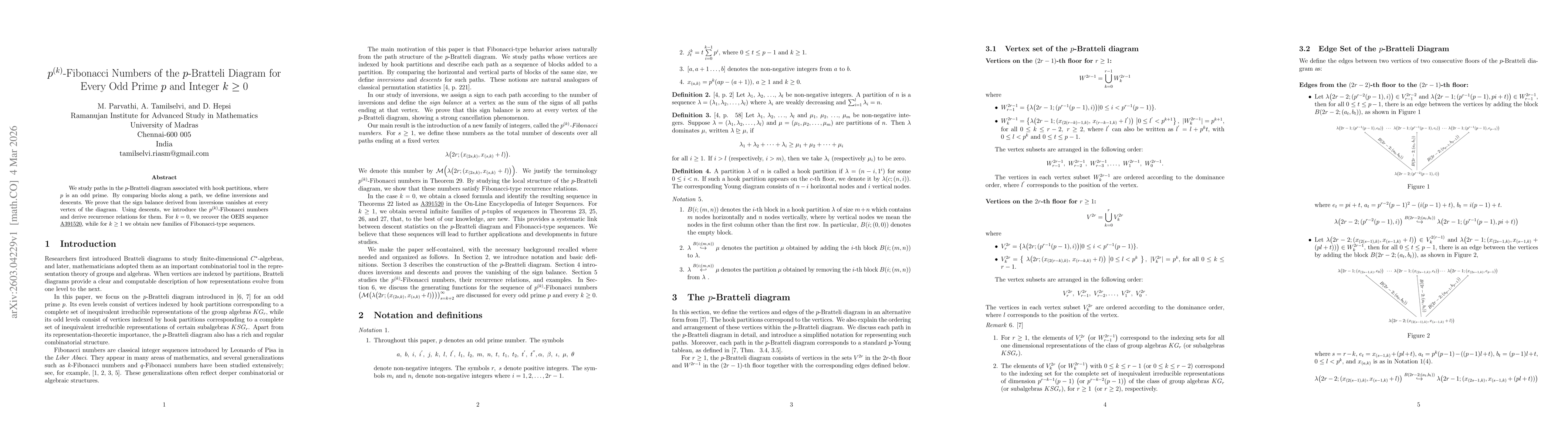 Thumbnail for p^(k)-Fibonacci Numbers of the p-Bratteli Diagram for Every Odd Prime p and Integer k>=0