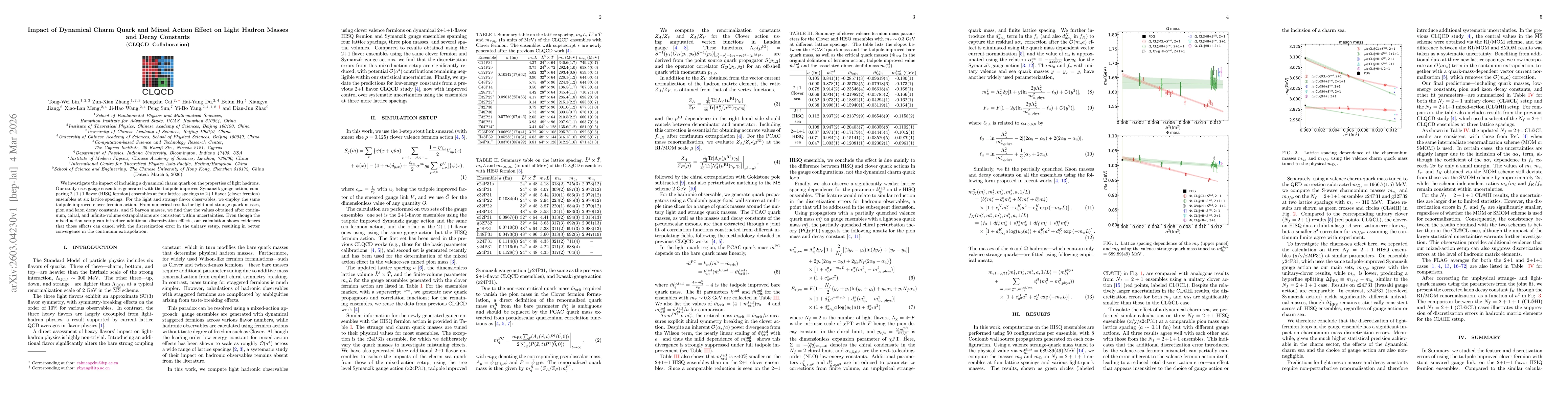 Thumbnail for Impact of Dynamical Charm Quark and Mixed Action Effect on Light Hadron Masses and Decay Constants
