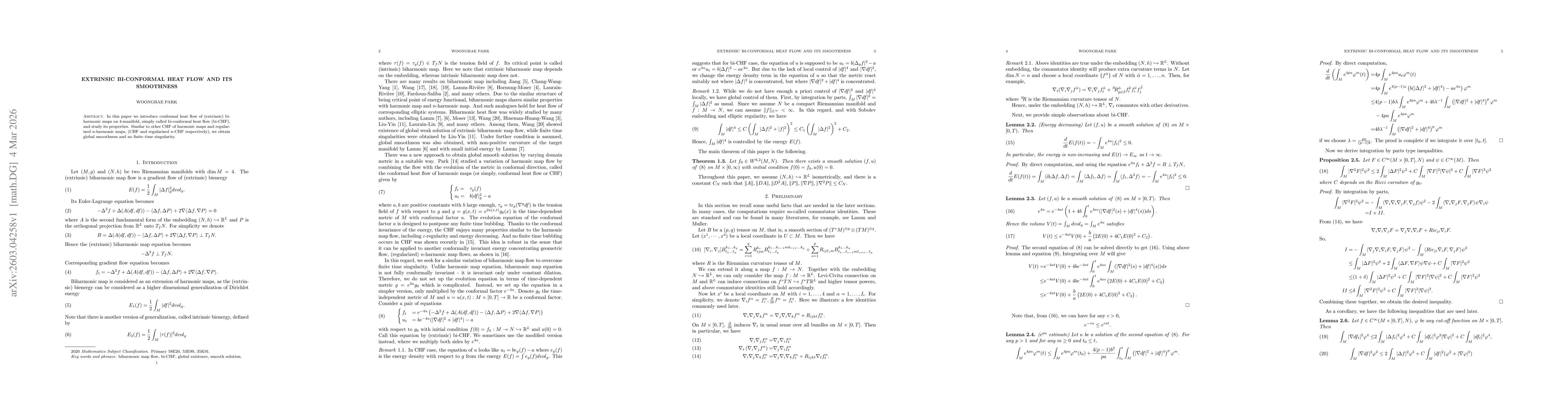 Thumbnail for Extrinsic bi-Conformal Heat Flow and its smoothness